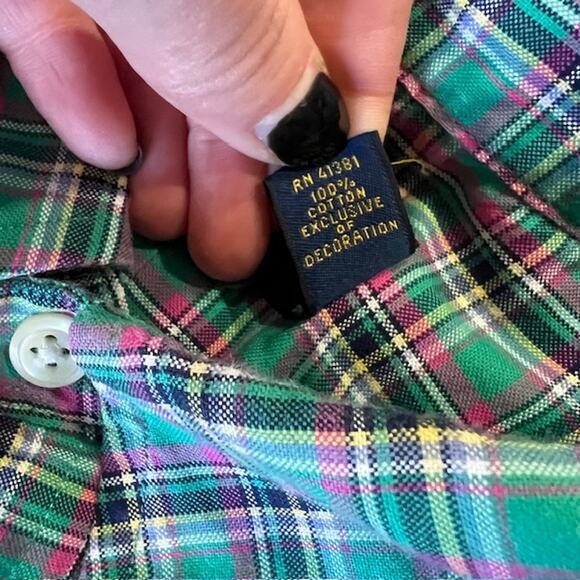 Polo Ralph Lauren Long Sleeve Button Down Shirt Mens XL Tartan Plaid Green Pink - Picture 8 of 8